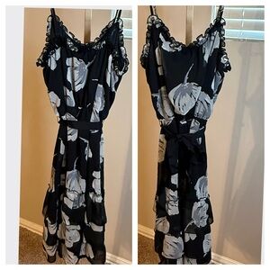 Old Navy Black and White Floral Maxi Dress
